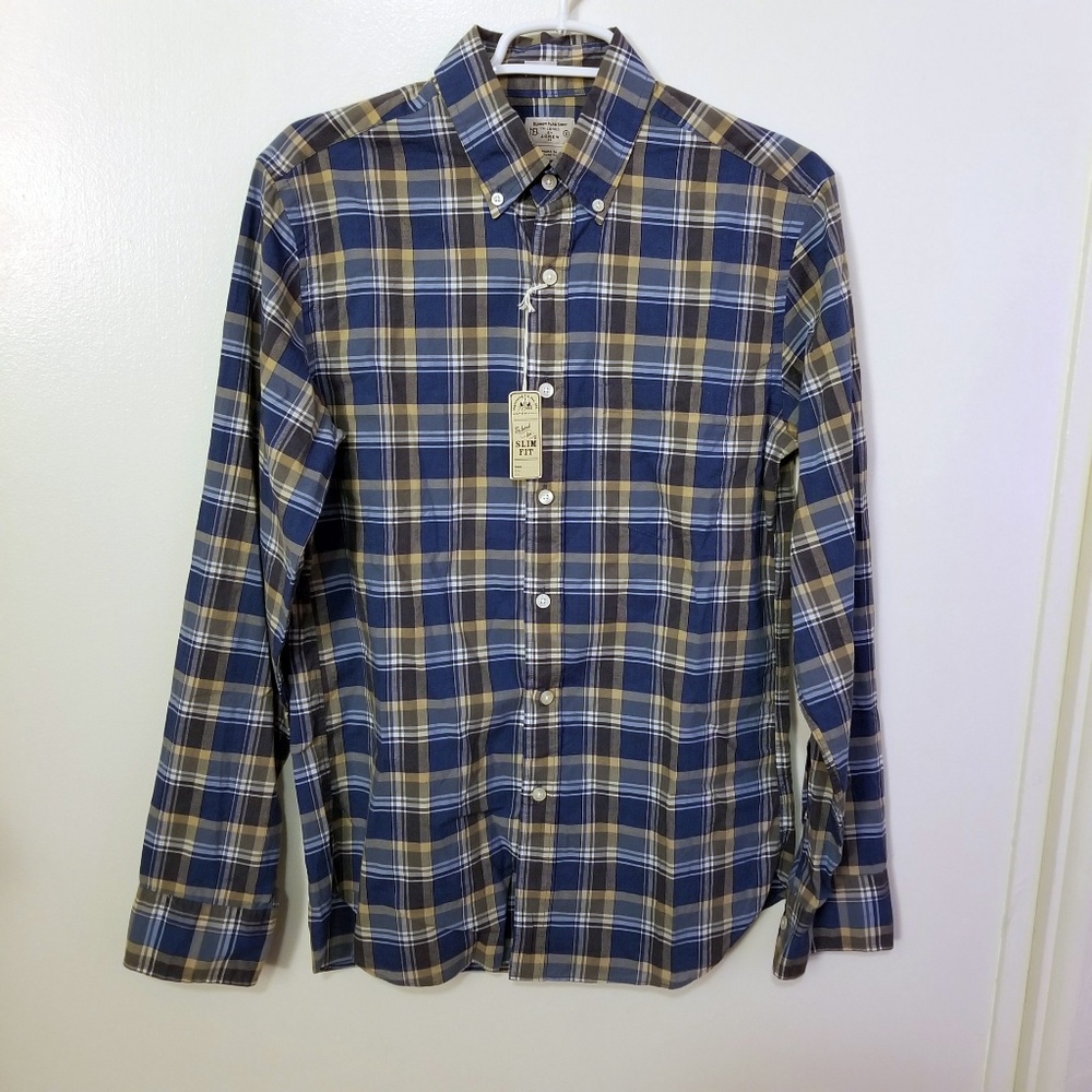 Blue Yellow Plaid Slim Men's Shirt J.Crew